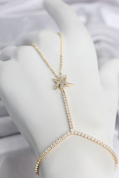 Generic Brand Gold Color Brass Zircon Stone Sea Star Model Shahmeran Tj-Sn791