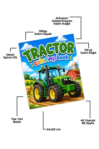 metafortoys Tractor Coloring Book – 24X20 cm I 40 Visuals I for Children and Adults