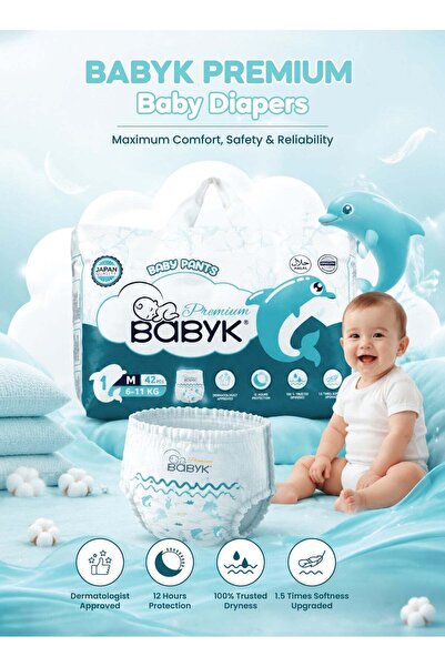 BABY K BABYK BABYK PREMIUM Baby Pants Medium 42 Pieces, 6 - 12 Kg – 12 Hour Protection, Ultra Soft & Dermatest Certified