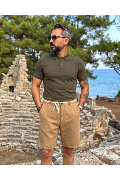 higo Terra Men's 100% Cotton Linen Textured Shorts