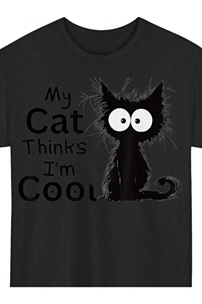 799 تي شيرت مضحك بطبعة "My Thinks I'm Cool" برسومات قطة سوداء لطيفة لمحبي الق...