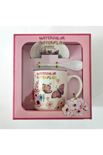 velve Set cana din ceramica pentru ceai, Energy Mug, 300ml, cu lingurita si f...