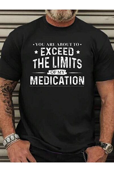 4Car تي شيرت كاجوال برقبة دائرية مقاس كبير 'EXCEED THE LIMS MEDICATION' بأكما...