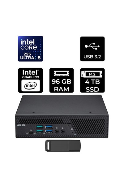 ASUS ExpertCenter PB64 Core Ultra 5 225 8GB RAM 1TB SSD Win11 Home PB64-B50060MHP353 Mini Masaüstü Bilgisayar + PER4 USB BELLEK