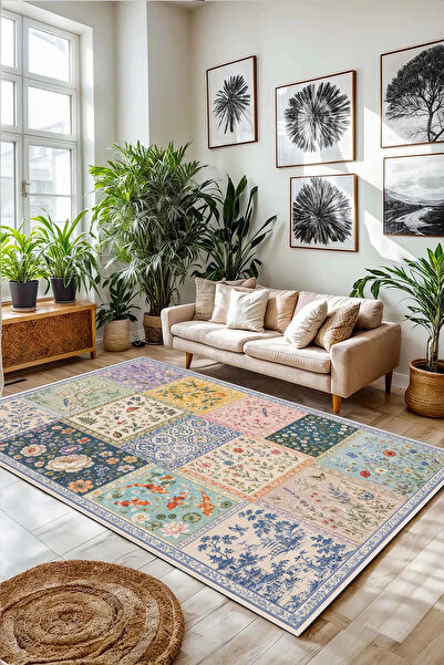 df home Salon Halısı Mutfak halısı Yolluk Geometrik İskandinav Eskitmeli Diji...