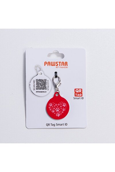 Pawstar Kırmızı Kalp Desenli Qr Tag Evcil Hayvan Künyesi İsimlik Pet Tag Köpe...