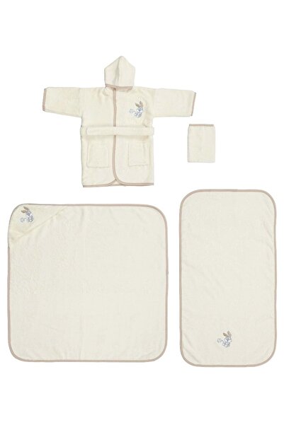 Özdilek Bambu Ashley Newborn Baby Bathrobe Set-Bugs Bunny Goal Cream Beige