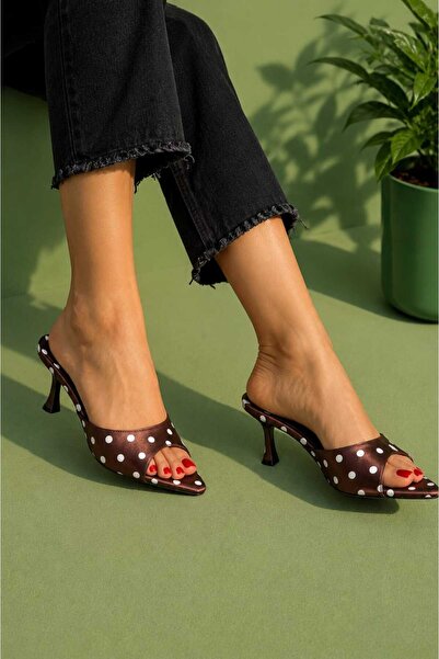 NewQueens Dilla Women's Heeled Slippers Pointed Toe Casual Slippers 8.5 cm