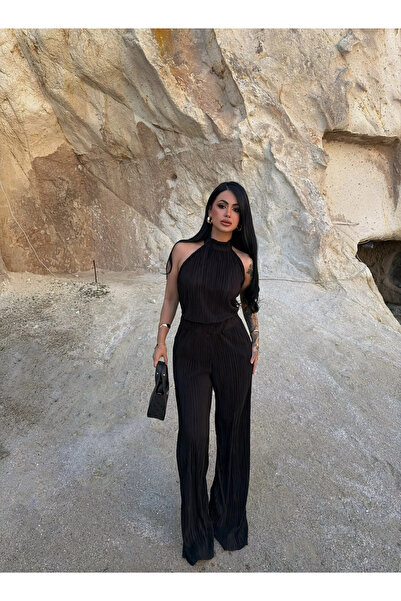 kırmızı butiks Black Viona Backless Ribbed Suit
