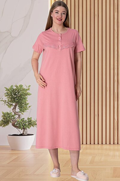 Mecit Pijama Mecit 5825 Pink Large Size Women's Nightdress