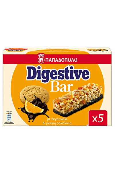 Papadopoulou ΠΑΠΑΔΟΠΟΥΛΟΥ DIGESTIVE BARS (5x28gr.) - (ΠΟΡΤΟΚΑΛΙ)