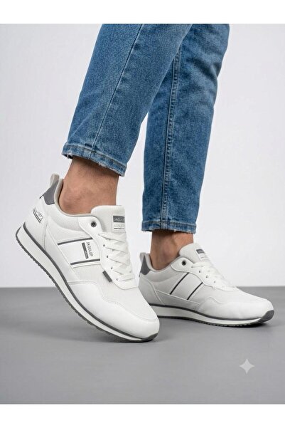 Lütfi Men's White Orthopedic Sole Casual Sneaker Walking Shoes