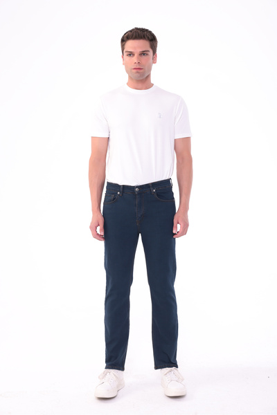 blayn jeans بنطلون جينز رجالي من القطن المرن باللون الأزرق البترولي، لا يترك ...