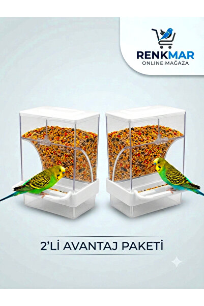 renkmar Advantage Package Trend 2 Pieces White Acrylic Smart Feeder for Loveb...