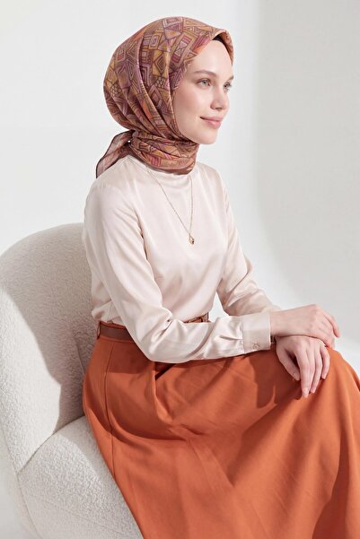 Silk Home Soft Eşarp Geometrik Mocha Mousse