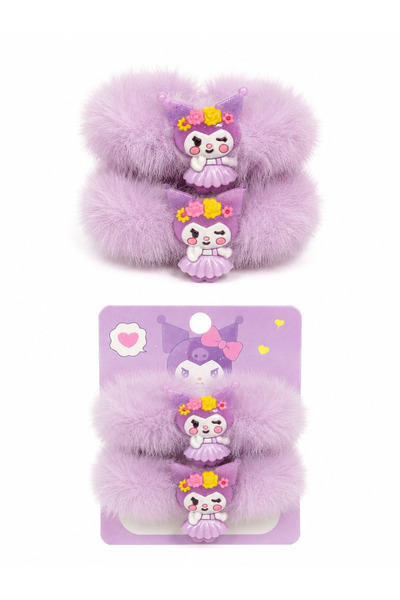NATS KİDS 2'li Peluş Lastik Toka Seti Çiçek Figürlü Yumuşak Scrunchie Saç Tok...