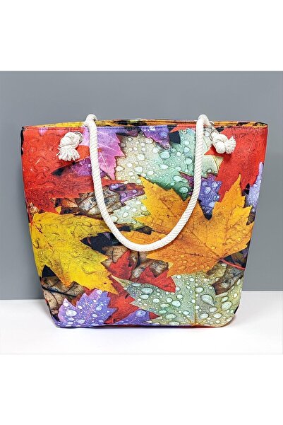 ZERO LAND Ilkestor Leaf Patterned (150835) Beach Bag-Colorful