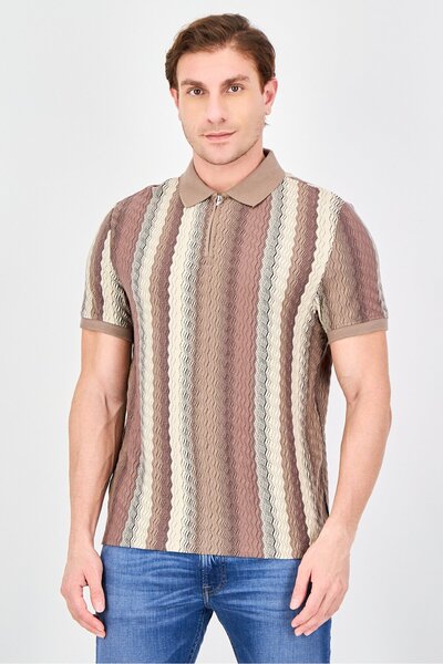STEEL & JELLY Men Regular Fit Stripe Short Sleeve Polo Shirt, Multicolor