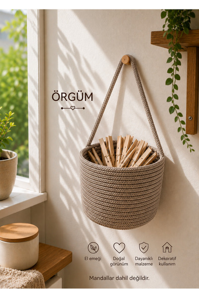 ÖRGÜM Καλάθι Μάνταλαντ Διακοσμητικό Καλάθι Πολλαπλών Χρήσεων