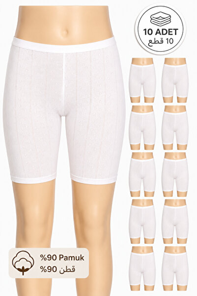 Altınay Pachet de 10 pantaloni scurți de damă, 90% bumbac, colanți scurti, țe...