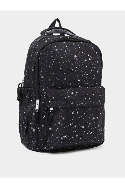 Styli Teen Girls Black Graphic Star Print Backpack