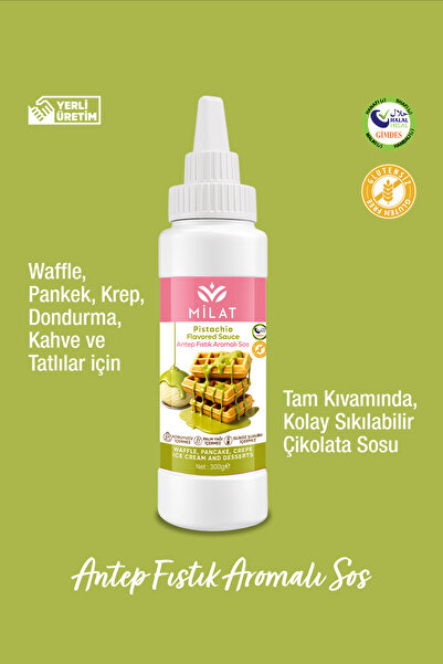 Milat Antep Fıstık Aromalı Tatlı Sos 300 g - Waffle & Krep & Pankek & Tatlı &...