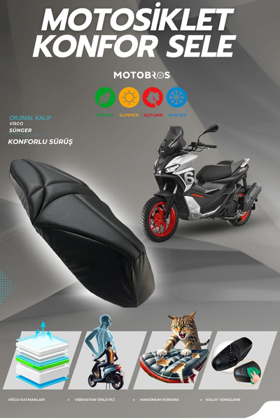 Motobros Aprllia Sr Gt 200 Comfort Saddle Visco Sponge Saddle Cover Saddle Cover
