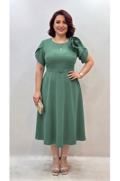 DagaFashion Rochie eleganta verde-salvie Sabina