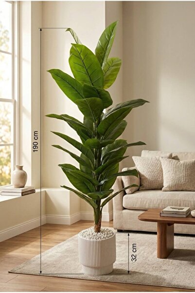 Rota Nest 30 Yapraklı 190cm Yapay Muz Ağacı - 32cm Saksılı