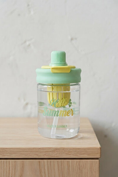 NESS HOME Askılı Pipetli Sızdırmaz Meyve Hazneli Detoks Suluk 600 ml