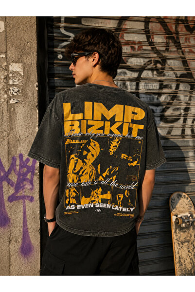 Chirkef Unisex Black Oversize 100% Cotton Back and Front Printed Crew Neck St...