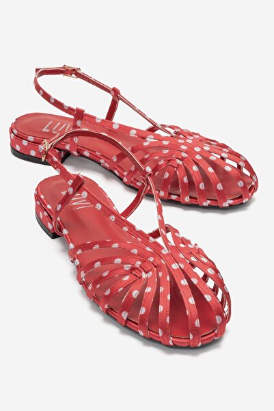 LuviShoes Sandale de damă LISS roșii și albe cu buline