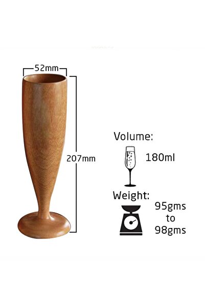 Kanyaka Handcrafted Neem Wood Champagne Glass- Set of 2