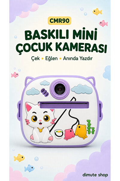 Dimute Shop CMR90 Çocuklar İçin Anında Baskılı Mini Dijital Kamera 1080P Çift...
