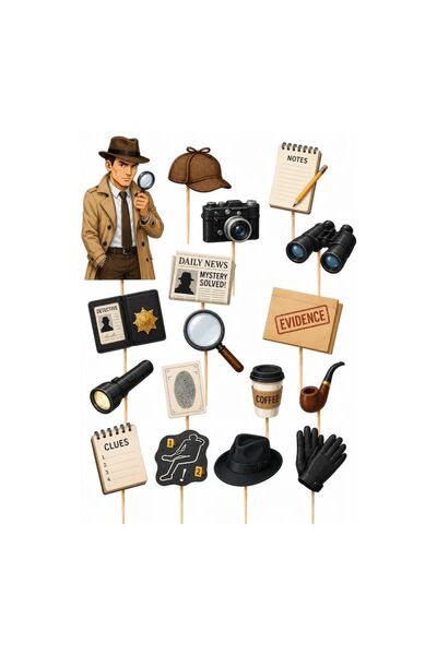 DecoParty Set de decorațiuni pentru tort – Tematică detectiv, 17 piese, Carto...