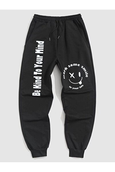 classy moda Unisex Symbol Front Printed 2 Thread Combed Cotton Baggy Trousers