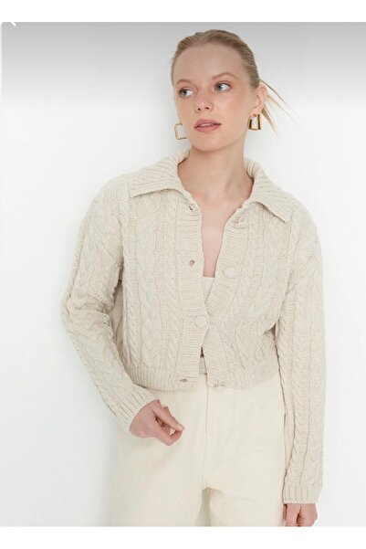 Pollena hırka düğmeli polo yaka crop Hn1483