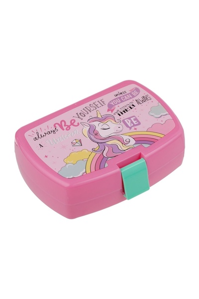 OEM Caserolă alimente copii, model unicorn, roz, 420ml – masă mai ușoară pent...