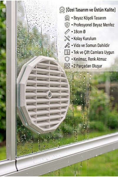 Bee's Knees Özel Tasarım Köşeli Cam Balkon Menfezi 18 cm - Tek ve Çift Cama U...