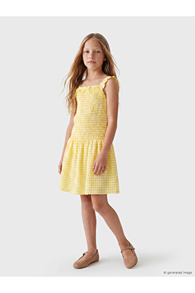 LC Waikiki I Kare Roba Collar Checked Embroidered Girl's Dress from Freezen S...