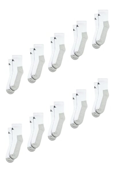 Kappa Set de 10 perechi de șosete medii, pufoase, de damă, Gri/Alb, 36-40
