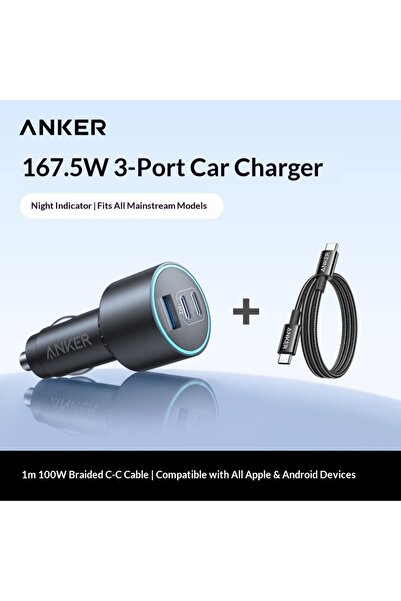 Choice1 167.5W set Anker 167.5w 3-Port Fast Car Charger, 2 Usb-C + 1 Usb-A Pd...