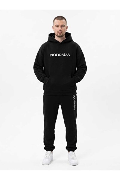 ONLY QUALİTY Unisex 100% Cotton Smoked Oversized Hooded Sweatshirt Set - Face...