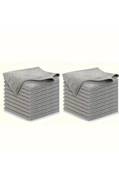 Choice 20pcs Light Gray Cleaning Cloth Set, with Highly Absorbent, Soft and S...