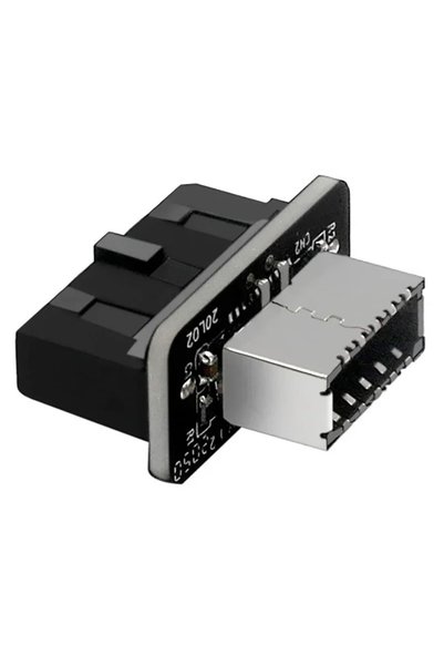 Choice محول أسود من النوع C إلى USB 3.0 بـ 19 دبوس، مقسم رأس داخلي عمودي للوح...