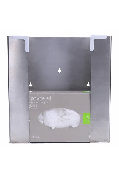 NO BRAND Suport dozator mănuși metalic OEM, argintiu, 25x26,7x10 cm