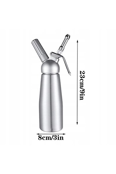 NO BRAND Sifon pentru frișcă, Capacitate 0,5 L, Negru, Cap rotund