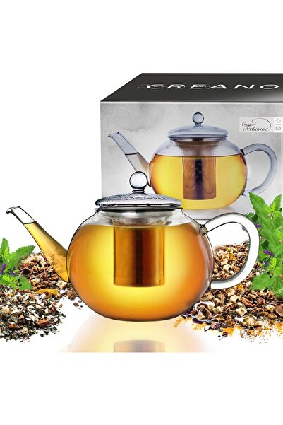 NO BRAND Ceainic de sticlă de 1.2L cu infuzor și capac, perfect pentru serile...