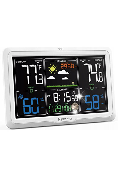 NO BRAND Stație meteo Newentor Q7 cu senzor wireless exterior și interior, albă