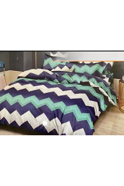 NO BRAND Set de lenjerie de pat din bumbac satinat, albastru-alb, 200x220 cm,...
